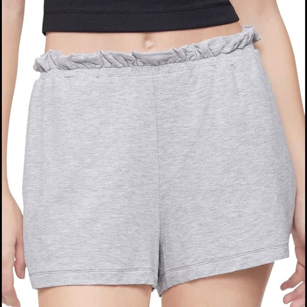 NWT New Calvin Klein Soft Women's sleepwear pajama Gray Shorts ruffle small S